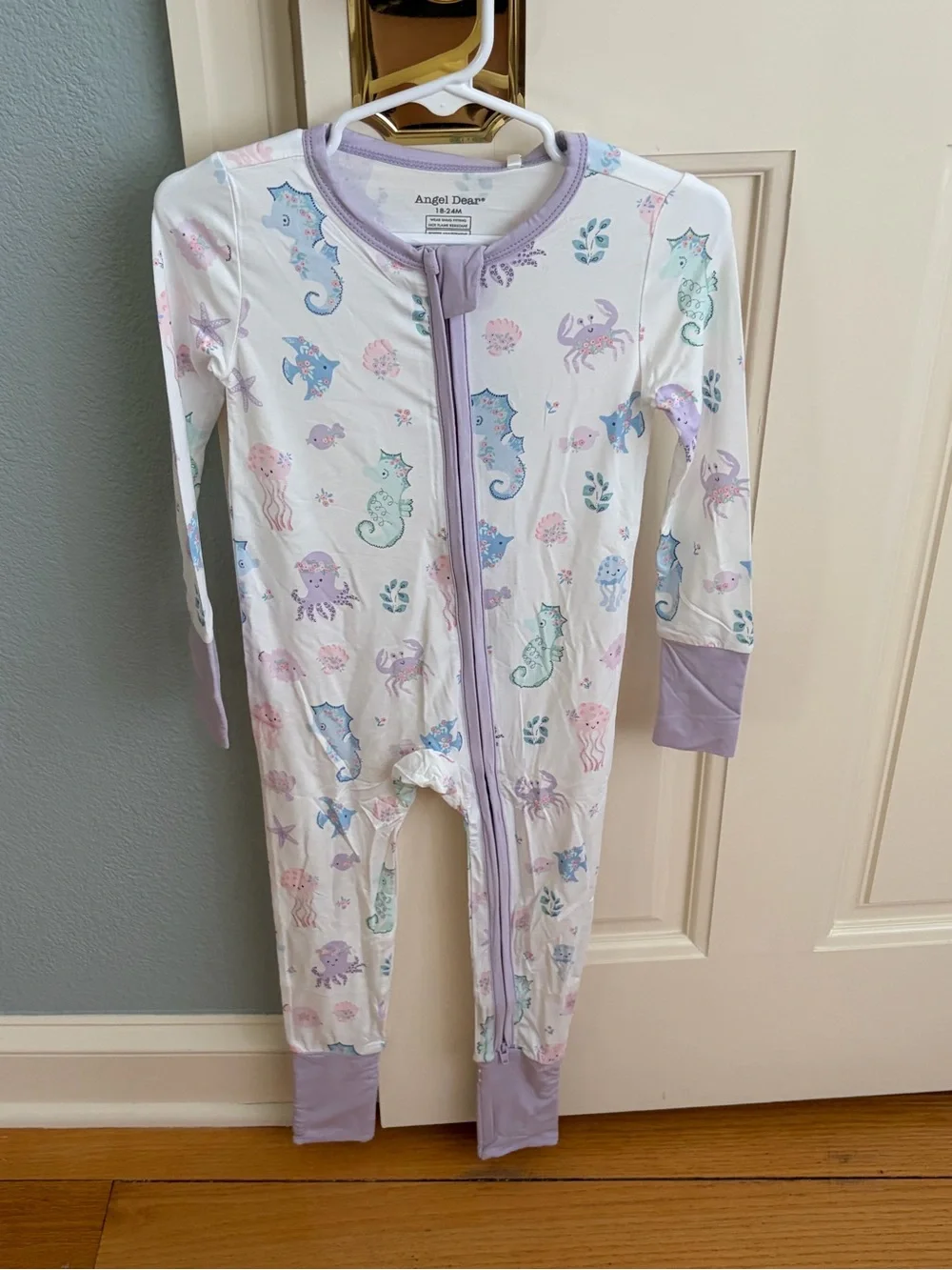 NWT Angel Dear Lavender Under the Sea Convertible Foot Romper Pajama 18-24M